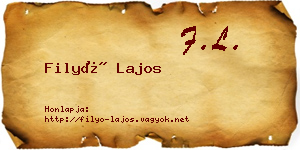 Filyó Lajos névjegykártya